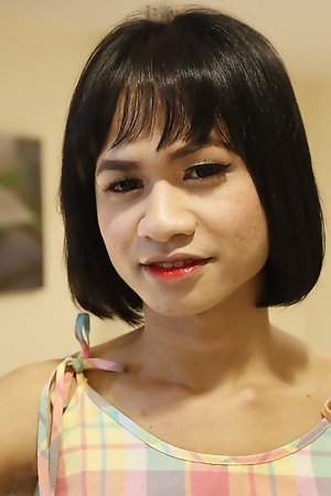 19yo horny Thai ladyboy does a striptease for white tourist